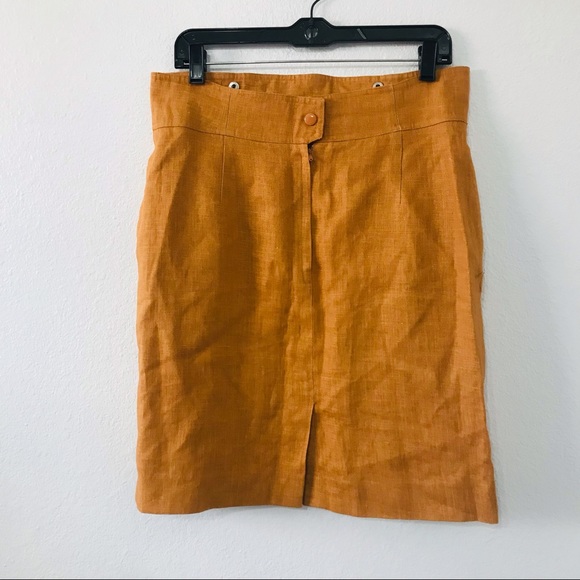 Lily Chao Couture Tan Linen Skirt 16 - Picture 6 of 9